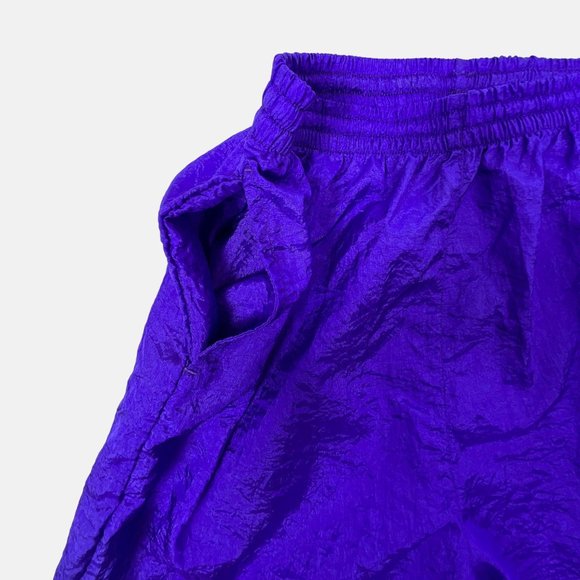 Vintage Shell Shock Nylon Crinkle Shorts High Waist Front Pockets Womens Large L - Picture 2 of 6